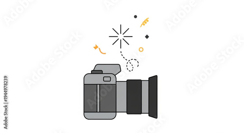 Digital camera with creative spark and light effects floating above