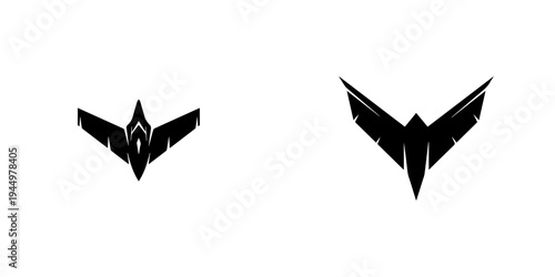 Dynamic Abstract Winged Glyph Design Modern Minimalist Emblem for Flight and Speed