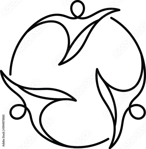 Innovation startup Symbol is a minimal icon featuring a stylized Black Line Art Circular Human Connected Design.