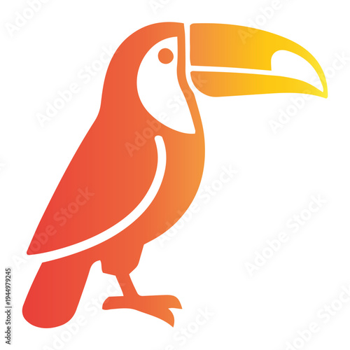 Vibrant gradient toucan illustration capturing the essence of a lively tropical jungle, symbolizing exotic nature and joyful wildlife