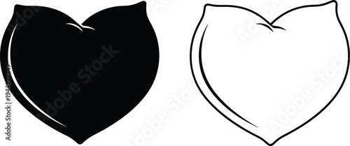 Black and white cat ears heart shaped icon Vector