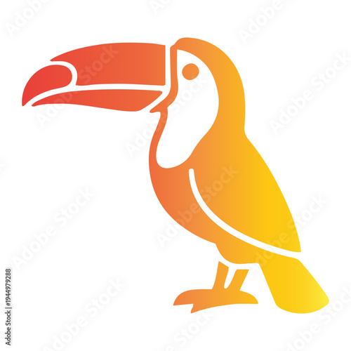 A vibrant and exotic tropical toucan icon, rendered with a beautiful gradient color palette, perfect for designs requiring a splash of colorful wildlife imagery