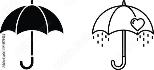 Umbrella rain protection heart symbol Vector