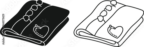 Folded towels with hearts and buttons Vector