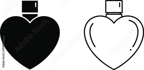 Heart perfume bottle black and white Vector