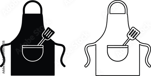 Apron and brush icons Vector