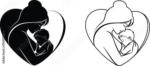 Mother and child in heart Vector