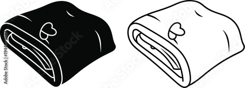 Black and white towels with buttons on them Vector