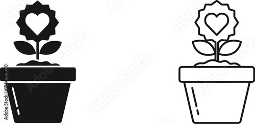 Heart flower pot plant Vector