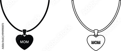 Heart shaped necklaces with personalized engraving Vector