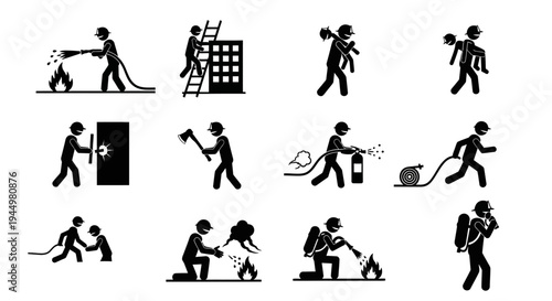 Firefighter Actions Silhouette