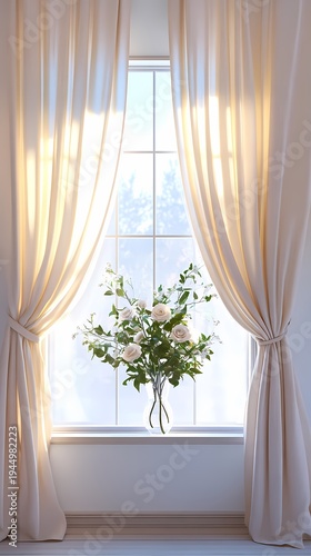 window curtains flowers booth poster background