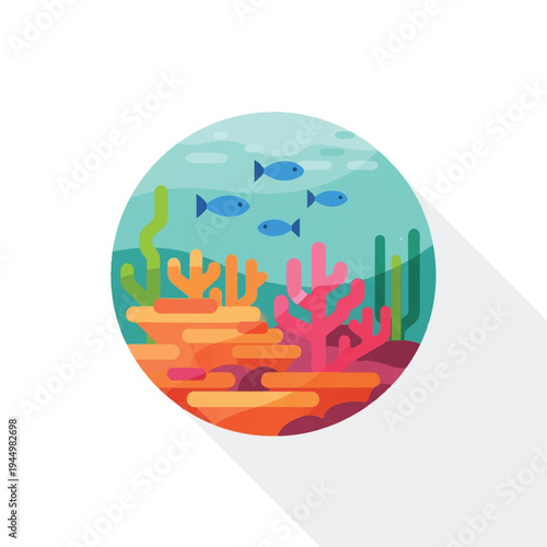 Blue fish swimming near coral reef.