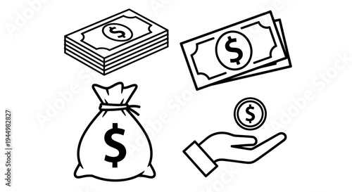 Conceptual Illustration of Money, Cash, and Wealth Transfer Symbolism Across Everyday Finance.