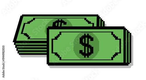 Cartoon Money Stacks Illustration Representing Cash and Finance Concepts.