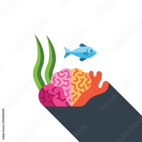 Brain sections with colorful human mind.