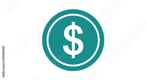 Close-up of a dollar symbol enclosed in a teal circular emblem representing finance and money concepts.