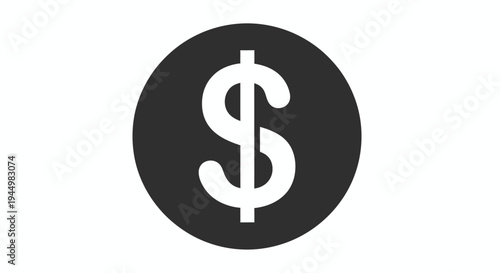 Minimalist dollar sign icon on a black circular background with a modern design.