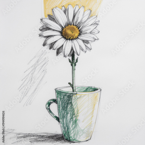 soft sketched daisy glowing with quiet warmth, tender color, and the simple brightness of everyday beauty
