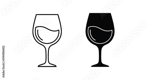 Wine Glass Icon Set Beverage Symbol Commercial