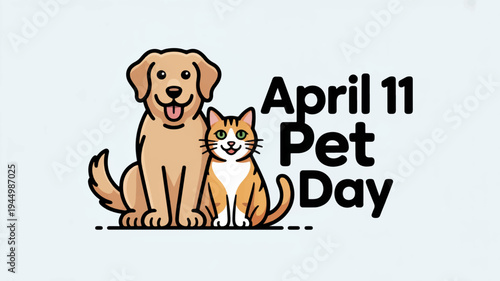 Friendly dog and cat celebrating april 11 pet day together