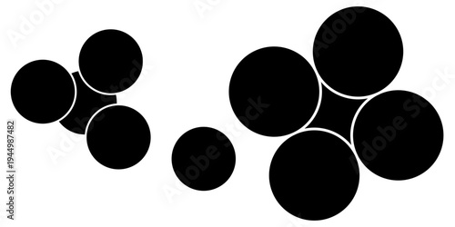 Set of Multiple circle photo collage template vector illustration. black and white picture wall album for abstract background, business, collage art and brush, digital photo, papers and stationary.
