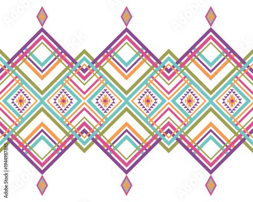 Geometric ethnic oriental pattern concept inspired by cross stitch motifs reflecting cultural harmony and symmetry, detailed vector pattern design for textile, fabric, batik, clothing, and wallpaper
