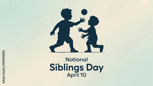 Silhouettes of two children playing national siblings day april 10 family bonding sibling love kids playful fun celebration awareness holiday