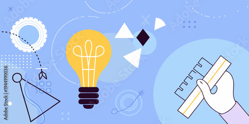 Bright ideas and creative concepts illustrated with geometric shapes