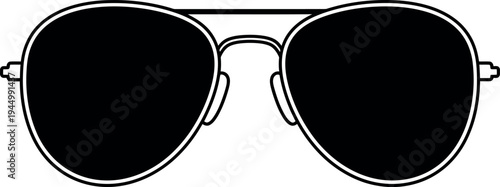 Classic aviator sunglasses vector silhouette icon for summer fashion