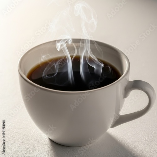 Hot Coffee Cup with Steam Rising Freshly Brewed