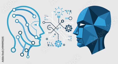 Artificial intelligence and human brain technology infographic