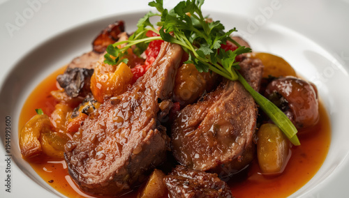 Wallpaper Mural Braised lamb shank with tomato and olive ragout, fresh herb garnish, rich sauce Torontodigital.ca