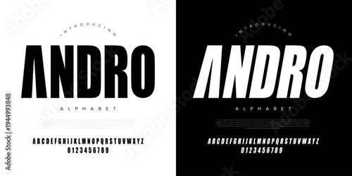 ANDRO modern bold sans serif display font for urban branding minimalist logo and futuristic sport poster design