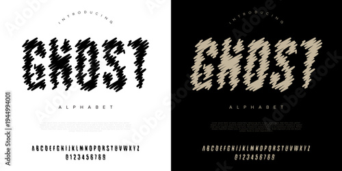 GHOST scribble sketch display font for horror halloween poster grunge hand drawn effect and dark artistic design