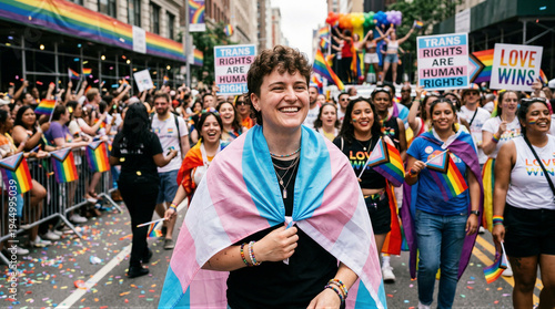 Celebrating pride trans rights march new york city photo event urban eye-level inclusivity