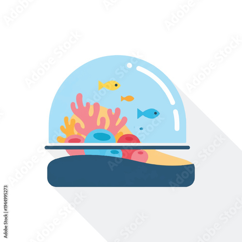 Colorful Fish Inside Glass Globe Aquarium.