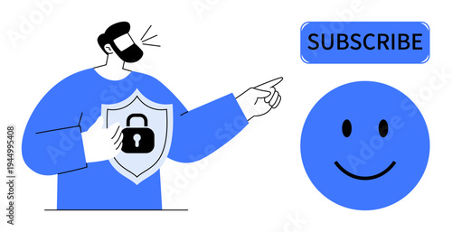 Cybersecurity concept. Cybersecurity promotes online safety and subscription management. Cybersecurity enhances trust, encourages digital engagement, and protects user information. Perfect for tech