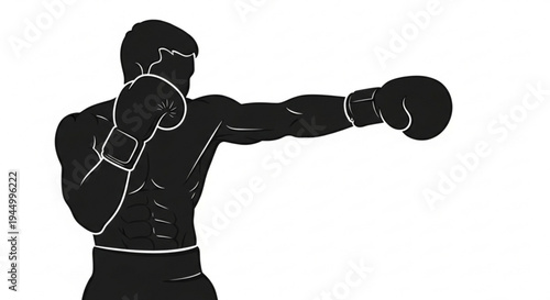 Dynamic Boxer Punch Silhouette Vector