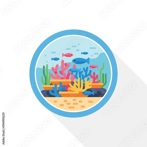 Colorful Fish Swimming in Aquarium Tank.