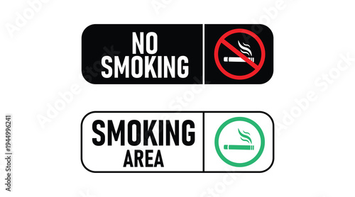 No Smoking and Smoking Area Signs – Smoke Free Zone and Designated Smoking Symbol Set