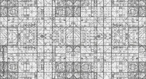 Black and white grid pattern design.