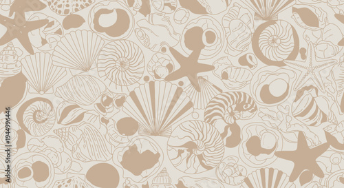 Sea Shells and Starfish Pattern Design.