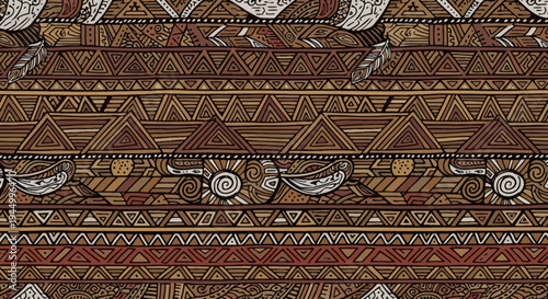 Traditional Tribal Patterned Textile Design.