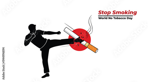 Stop Smoking Concept Illustration on White Background – World No Tobacco Day Anti Smoking Awareness Vector