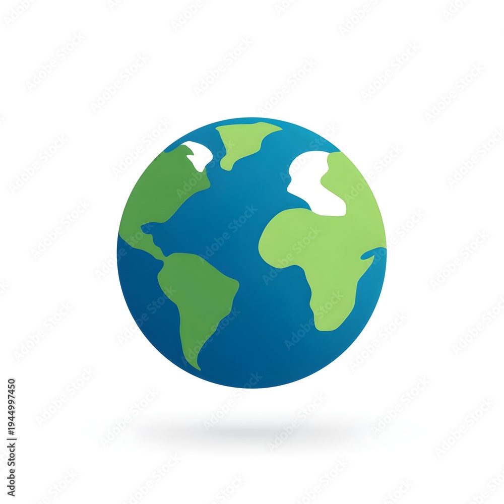Fototapeta premium Stylized Planet Earth Globe Illustration on White Background