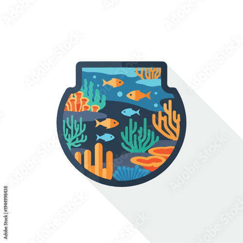 Colorful Fish Tank With Fish Inside.