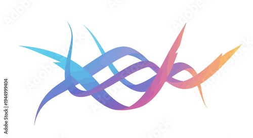 Vibrant colorful abstract shapes intertwine and dance in a digital illustration.