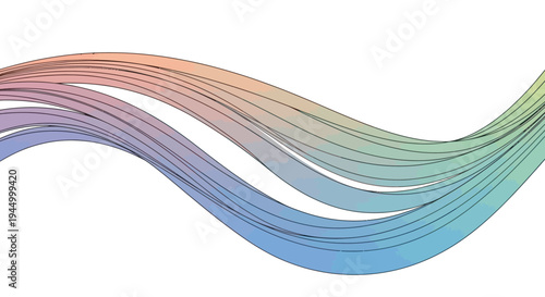 Vibrant multicolored wavy lines illustrate dynamic abstract graphic design elements