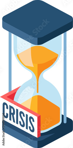 An hourglass with sand flowing down, symbolizing the passage of time during a crisis.